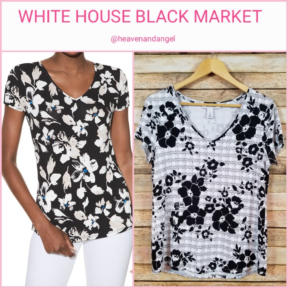 WHBM Floral V-neck Foundation Tee